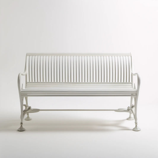 Trzyosobowa ławka ogrodowa z aluminium, biała, 150 × 62 × 90 cm