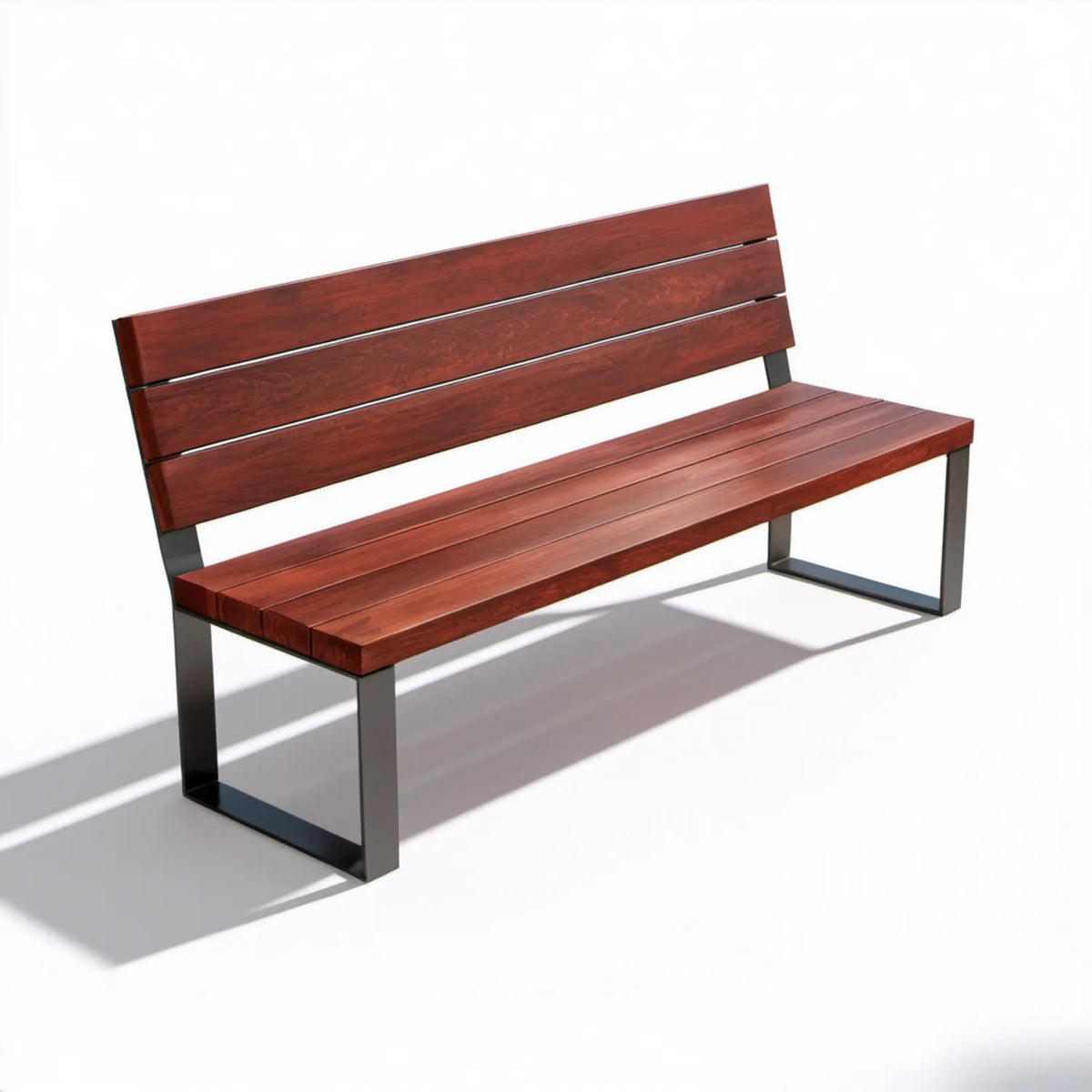 Ławka ogrodowa z litego drewna i stali, brązowo-czarna, 180 x 60 x 80 cm